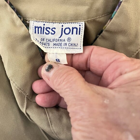A13 Vintage Miss Joni Button Up Dress Sheath Brown Plaid Tie Back Sz 8 - Picture 7 of 8